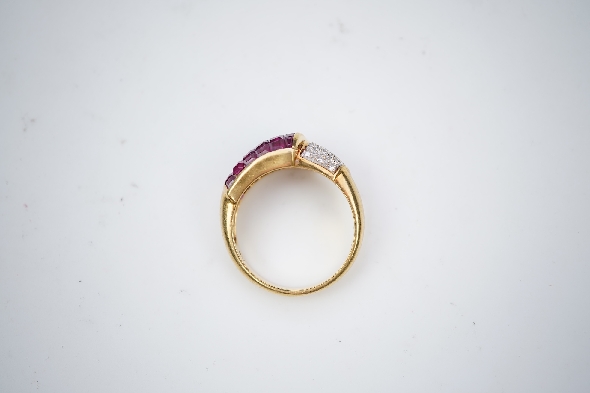 A ruby and diamond ring